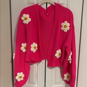 Pink Floral Knit Sweater